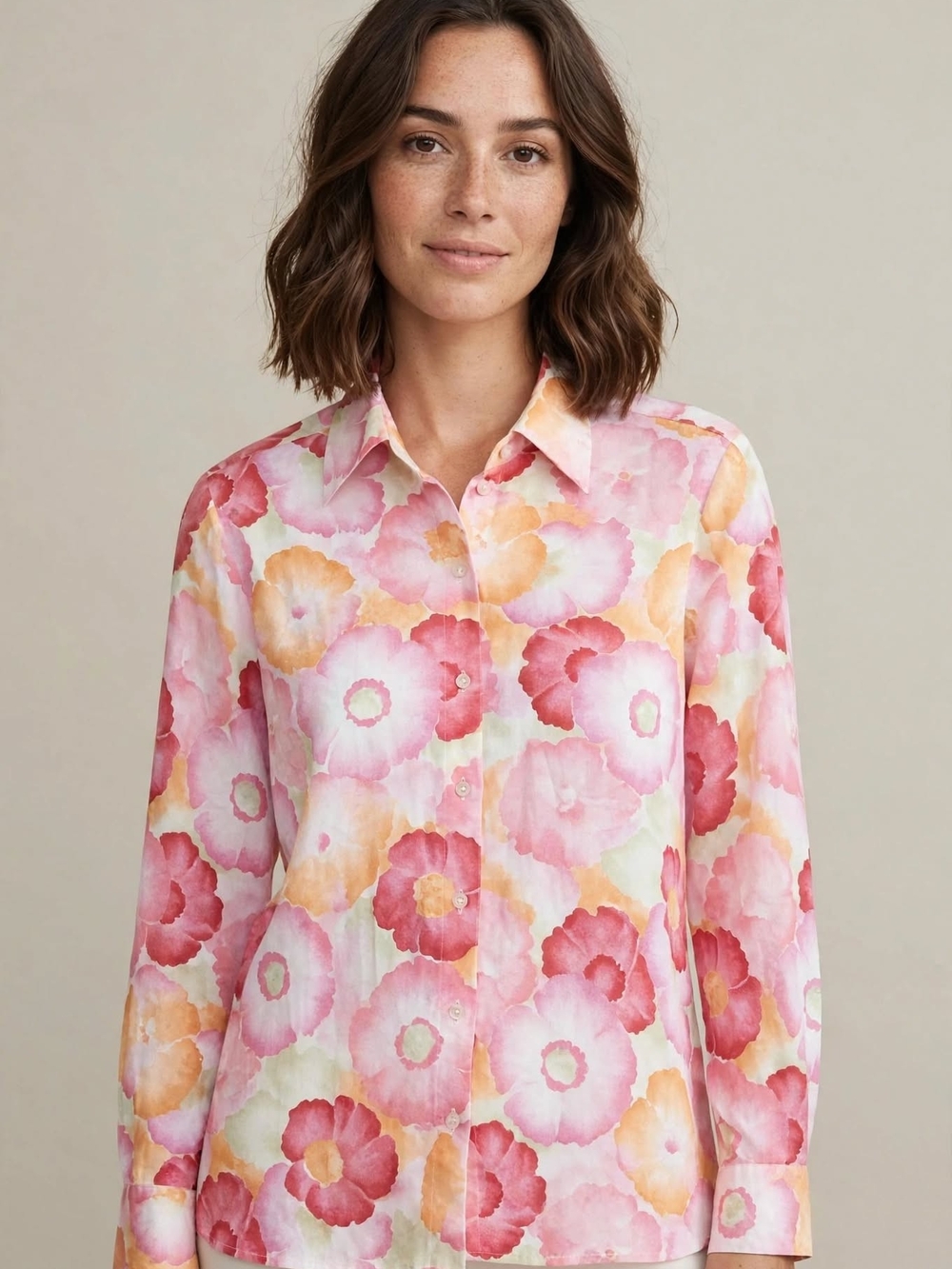 Women’s Pink Floral Button-Up Shirt
